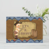 Cowboy Baby shower Invitation Kaart (Staand voorkant)