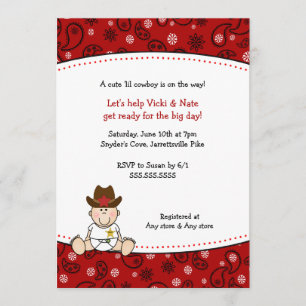 Cowboy Baby shower Invitation Red Bandana Kaart