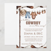 Cowboy Baby Shower Invitation Template, A Little (Devant / Derrière)