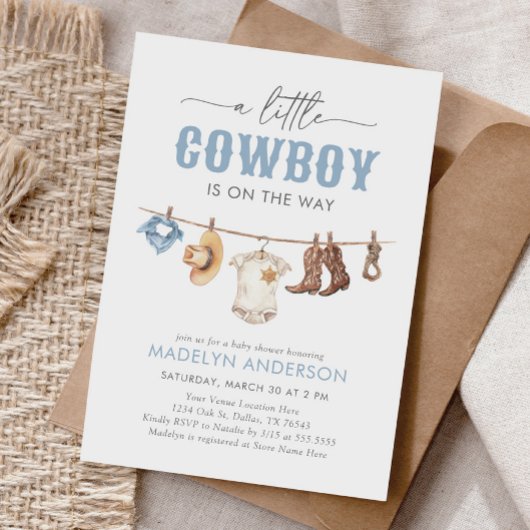 Cowboy Baby shower Kaart