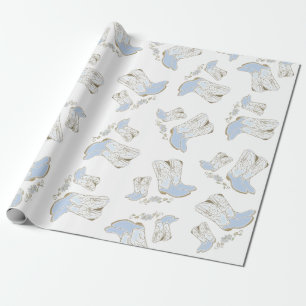 Cowboy Baby shower Land Western Blue Boy Cadeaupapier