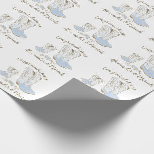 Cowboy Baby shower Land Western Blue Boy Cadeaupapier