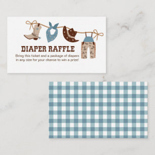 Cowboy Baby shower Luier Raffle Informatiekaartje