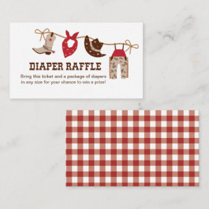 Cowboy Baby shower Luier Raffle Informatiekaartje
