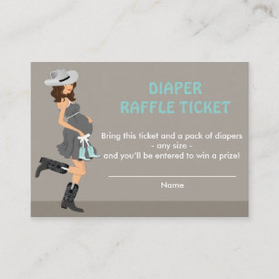 Cowboy Baby shower Luier Raffle Ticket - Brunette Informatiekaartje