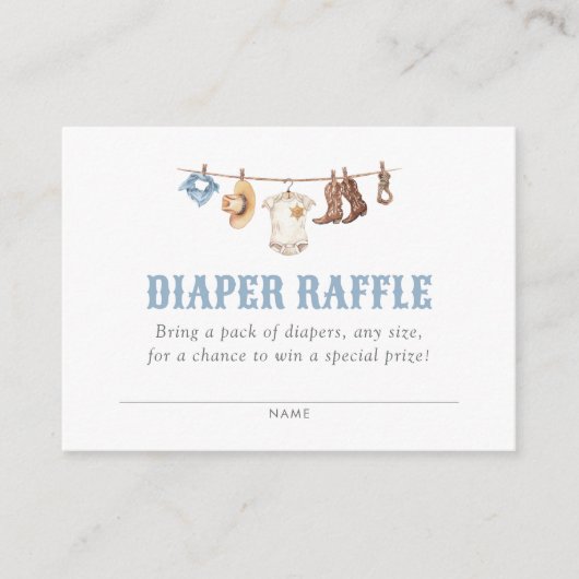 Cowboy Baby shower Luier Raffle Ticket Informatiekaartje (Voorkant)