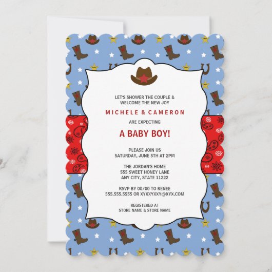 Cowboy Baby shower Nodig WESTERN / verjaardagsfees Kaart (Voorkant)
