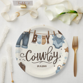 Cowboy baby shower Papier Borden Papieren Bordje