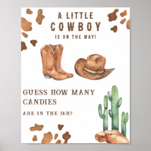 Cowboy baby shower Raad eens hoeveel snoepjes Poster