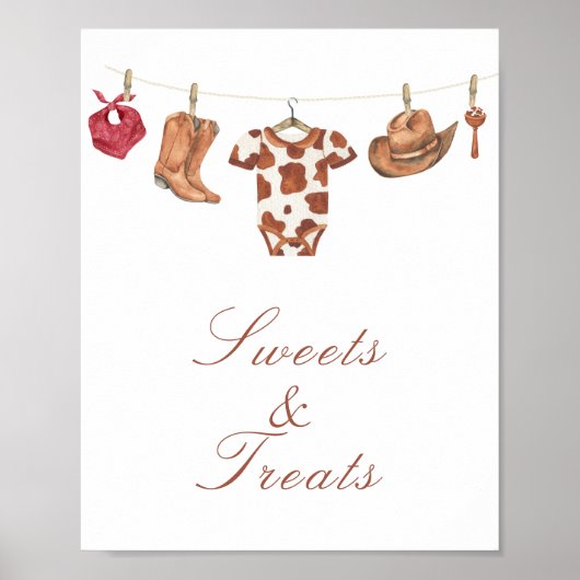Cowboy baby shower - Sweets & Treats Poster (Voorkant)
