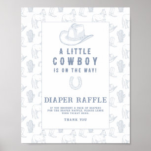 Cowboy baby shower toile - Luier raffle Poster