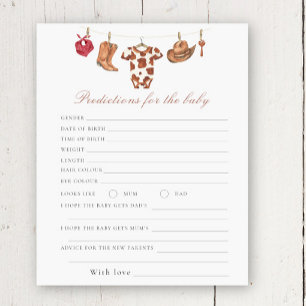 Cowboy baby shower - voorspellingen en advies baby