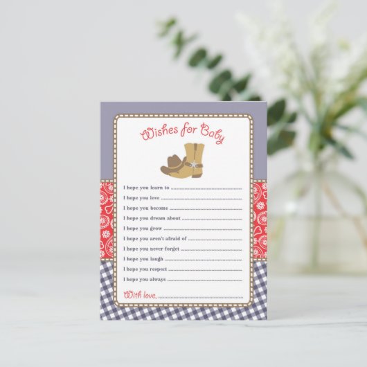 Cowboy Baby shower Wensen voor Baby Kaart (Staand voorkant)