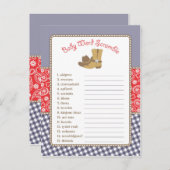Cowboy Baby shower Word Scramble spel Uitnodiging Briefkaart (Voorkant / Achterkant)