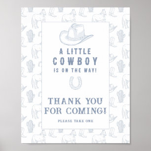 Cowboy babyshower Bedankt voor uw komst Poster