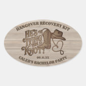 Cowboy Bachelor Party Hangover Recovery Kit Ovale Sticker (Voorkant)