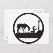 cowboy bidden briefkaart (Voorkant / Achterkant)