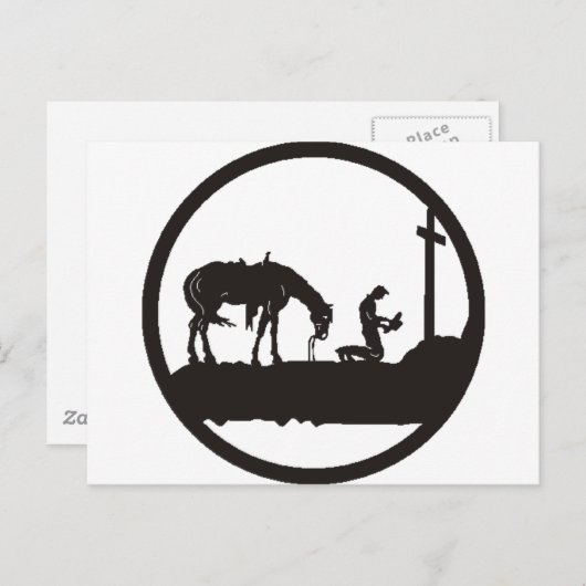 cowboy bidden briefkaart (Voorkant / Achterkant)