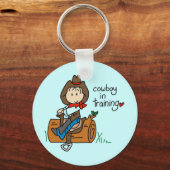 Cowboy bij het trainen van T-shirts en cadeaus Sleutelhanger (Voorkant)