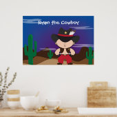 Cowboy bij nacht kamer decor Poster (Keuken)