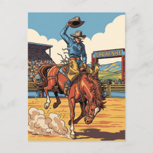 Cowboy bij Rodeo in Cheyenne Wyoming Reizen Briefkaart