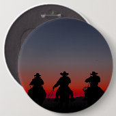 cowboy bij zonsondergang ronde button 6,0 cm (Voorkant /achterkant)