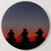 cowboy bij zonsondergang ronde button 6,0 cm (Voorkant)