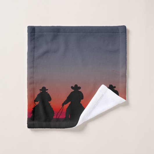 cowboy bij zonsondergang washandje (Wasdoekje)