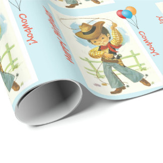 Cowboy Birthday Gift Wrap Cadeaupapier
