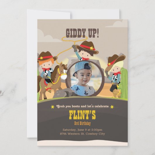 Cowboy Birthday Invitation (Devant)
