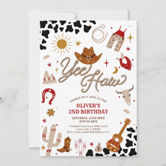 Cowboy Birthday Invitation Boy Kaart (Voorkant)