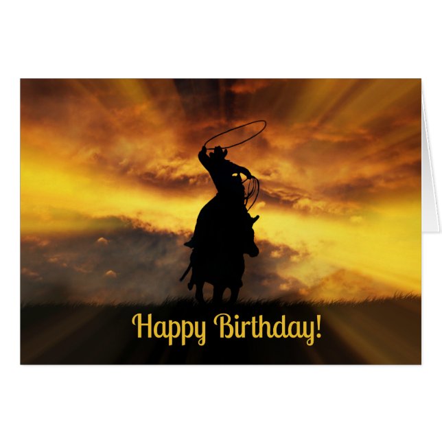 Cowboy Birthday-kaart (Voorkant Horizontaal)