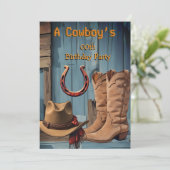 Cowboy Birthday Party Boots Hat Horseshoe Kaart (Staand voorkant)