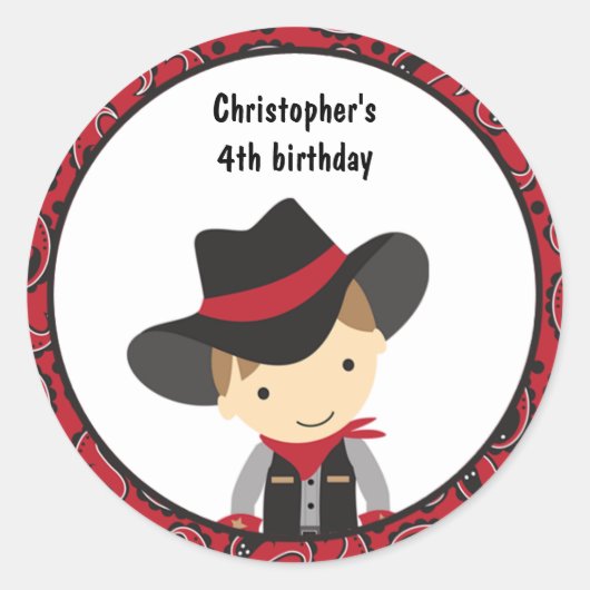 Cowboy Birthday Stickers (Voorkant)