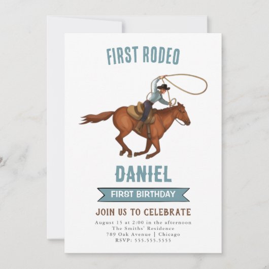 Cowboy Birthday Uitnodiging eerste Rodeo Uitnodigi (Voorkant)
