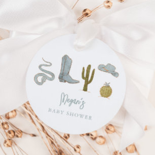 Cowboy blauw Baby shower Bedankjes Labels
