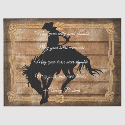 Cowboy Blessing Silhouette Bucking Bronco Horse Tissuepapier (Voorkant)