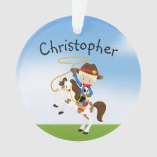 Cowboy blond personnalisé avec l'ornement de lass