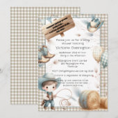 Cowboy Blue Boy Baby shower Kaart (Voorkant / Achterkant)