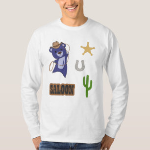 Cowboy Blue Cute Beer Saloon Western T-shirt