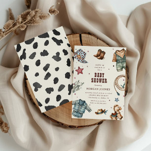 Cowboy Blue Western Rodeo Baby shower Uitnodiging