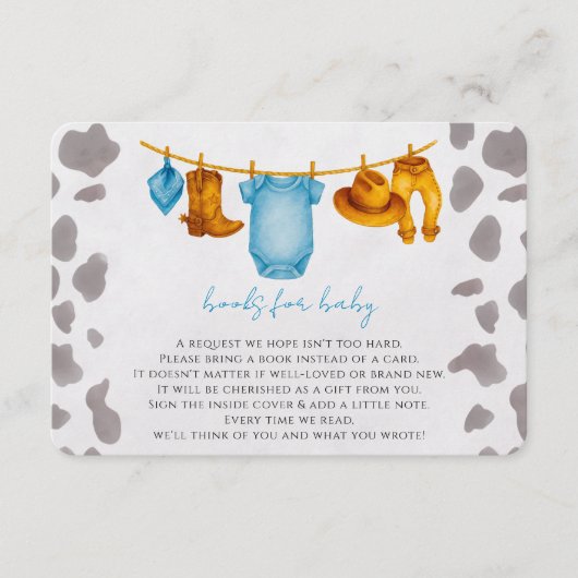 Cowboy Books for Baby Insert Card Boy Informatiekaartje (Voorkant)