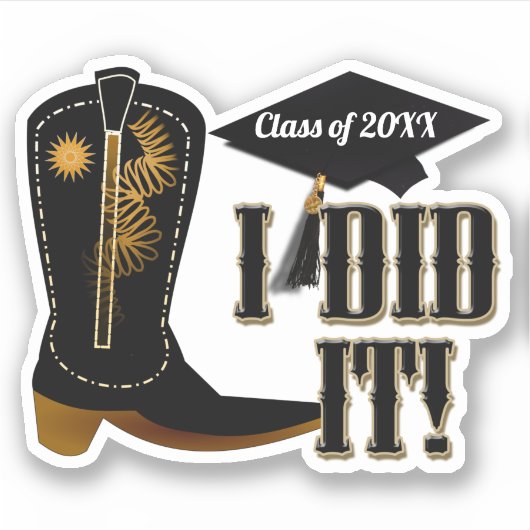 Cowboy Boot Afstuderen Sticker (Voorkant)