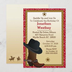 Cowboy Boot and Pet Birthday Uitnodiging