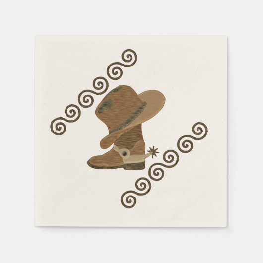 Cowboy Boot and Pet off Wooden Inlay Servetten (Voorkant)