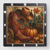 Cowboy Boot Autumn Western Vierkante Klok (Voorkant)