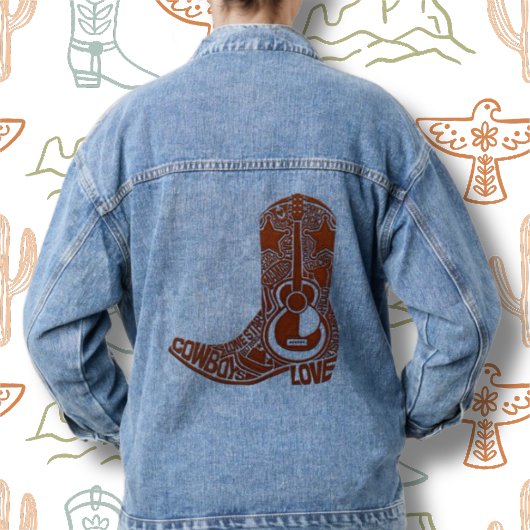 Cowboy Boot Blauw Denim Jas Jacket