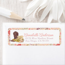 Cowboy Boot & Bouquet Floral Retouradres