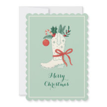 Cowboy Boot Christmas Flat Holiday Greeting Kaart