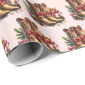 Cowboy boot Christmas Wrapping Paper Cadeaupapier (Rol Hoek)